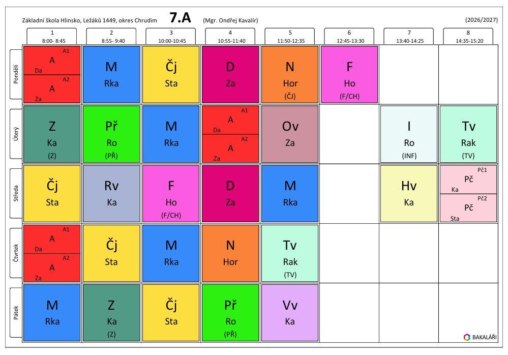 rozvrh VII. A
